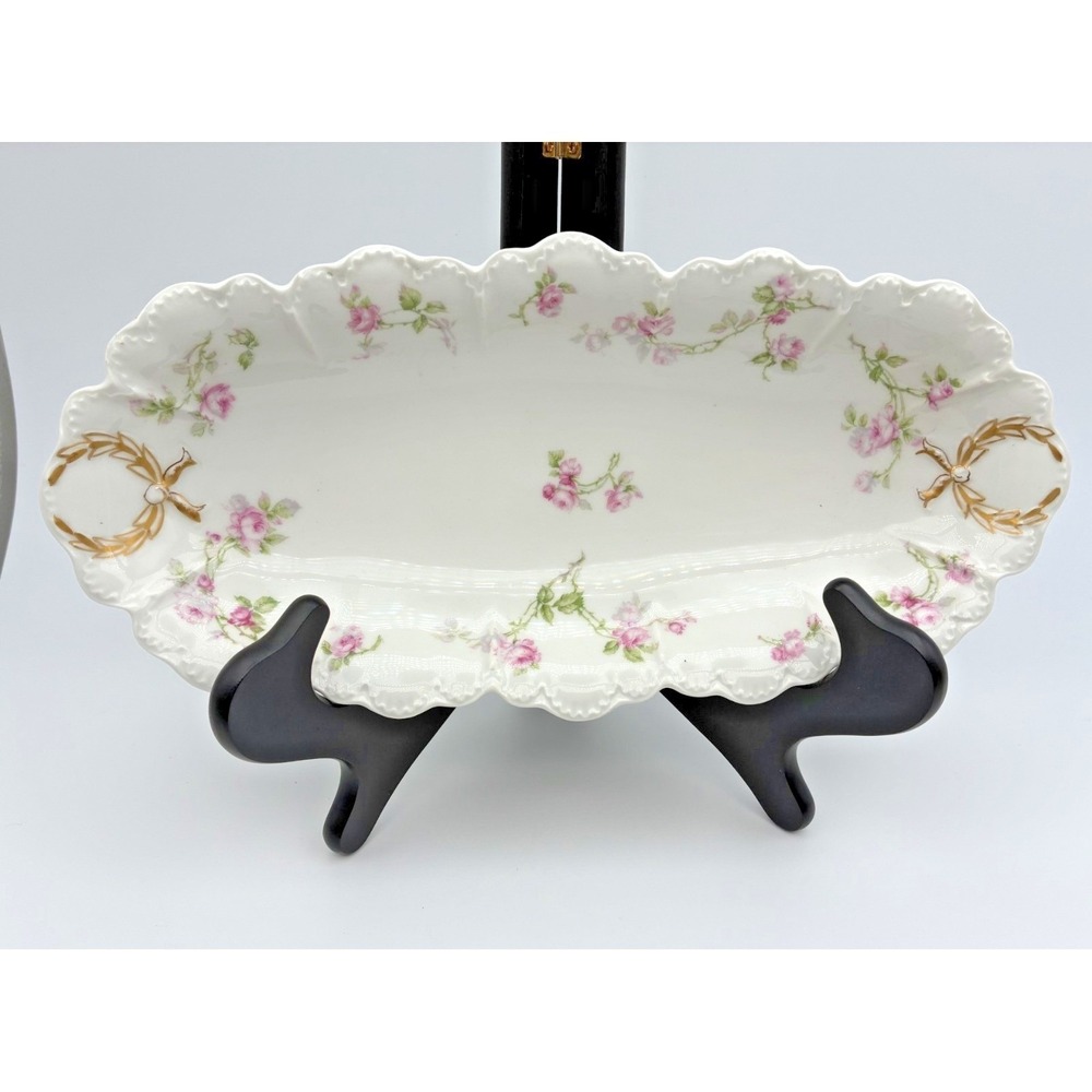 Antique Haviland Limoges France Floral Oval Serving Dish Celery Tray 12.5"x5.5"